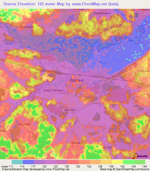 Drezna,Russia Elevation Map