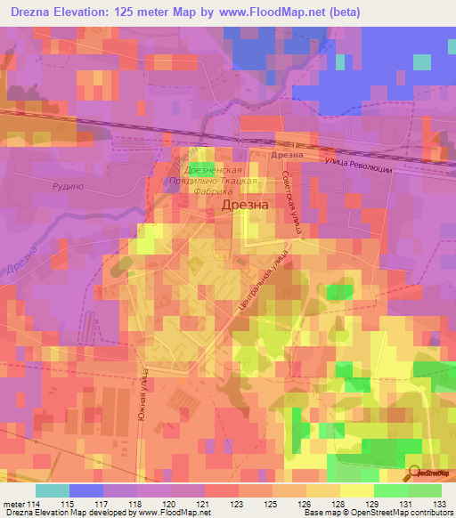 Drezna,Russia Elevation Map