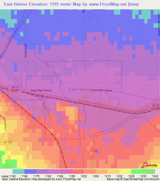 East Helena,US Elevation Map