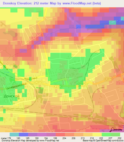 Donskoy,Russia Elevation Map