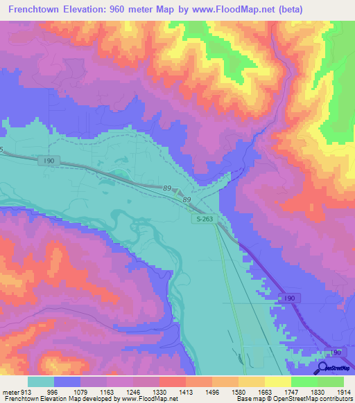 Frenchtown,US Elevation Map