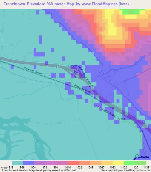 Frenchtown,US Elevation Map