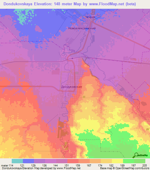 Dondukovskaya,Russia Elevation Map