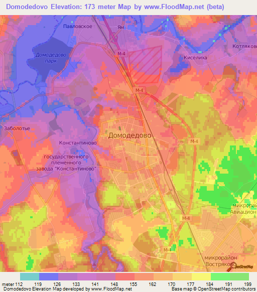 Domodedovo,Russia Elevation Map