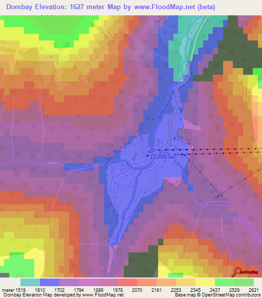 Dombay,Russia Elevation Map