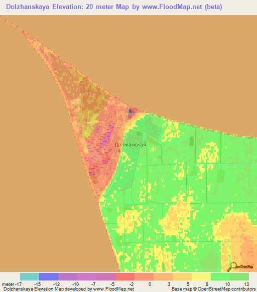 Dolzhanskaya,Russia Elevation Map