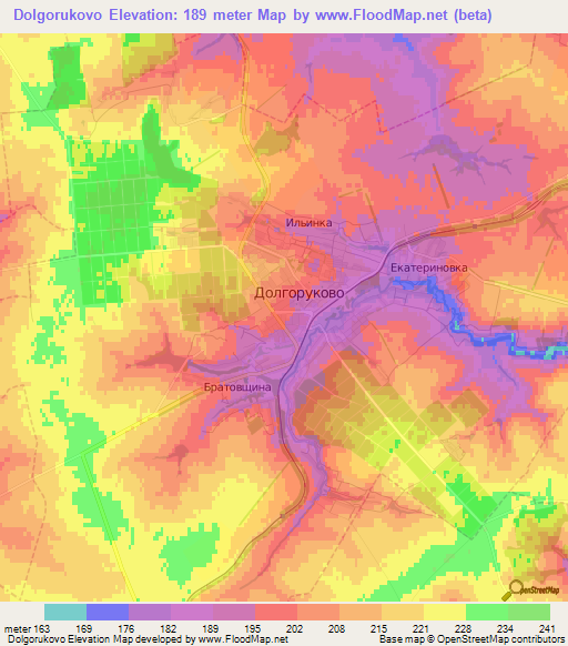 Dolgorukovo,Russia Elevation Map