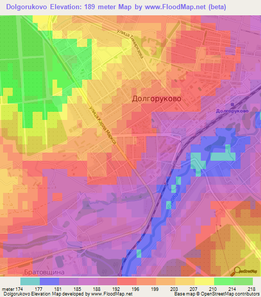 Dolgorukovo,Russia Elevation Map