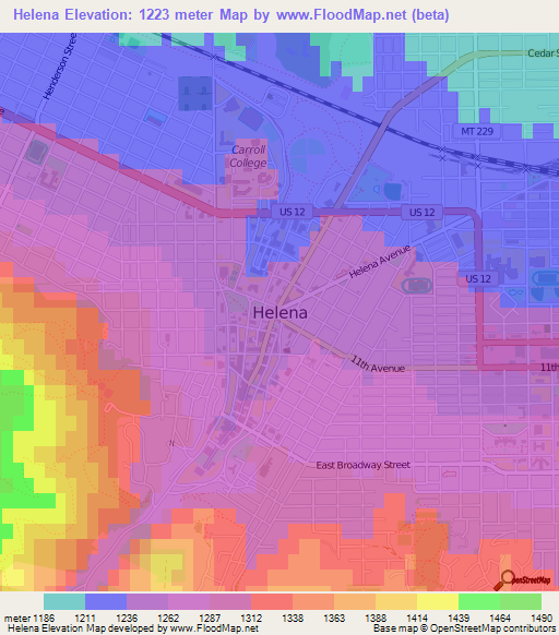 Helena,US Elevation Map