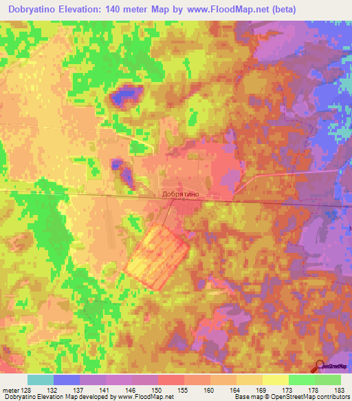 Dobryatino,Russia Elevation Map