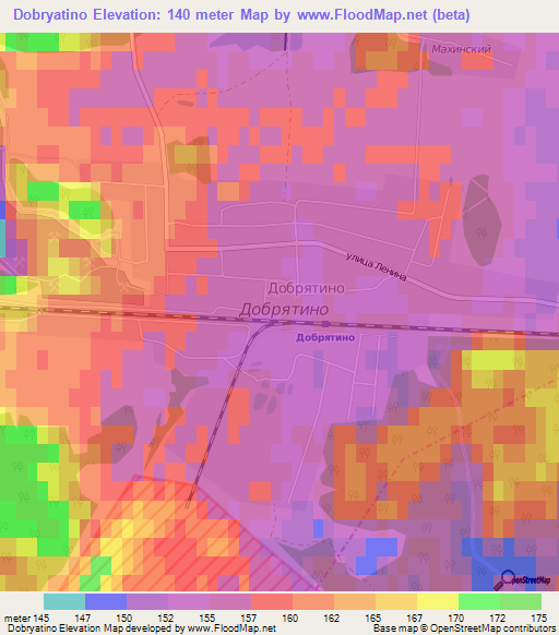 Dobryatino,Russia Elevation Map
