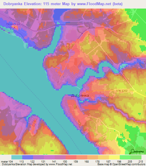 Dobryanka,Russia Elevation Map