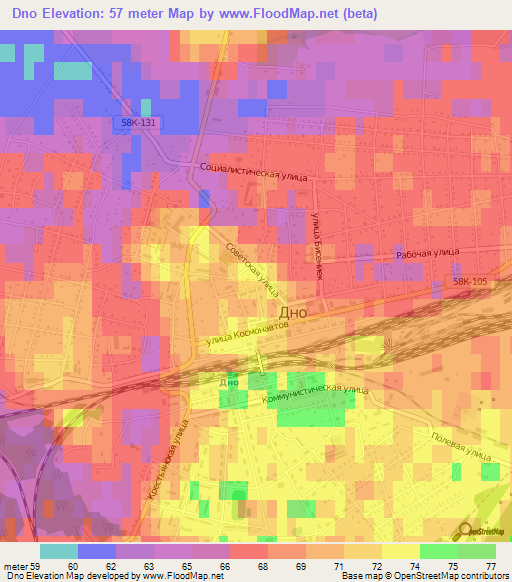 Dno,Russia Elevation Map