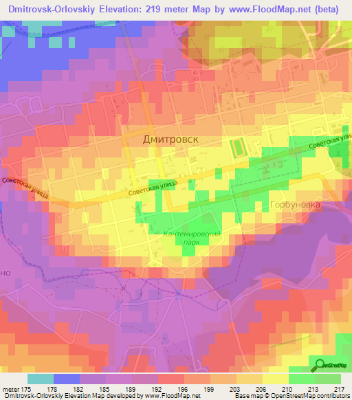 Dmitrovsk-Orlovskiy,Russia Elevation Map