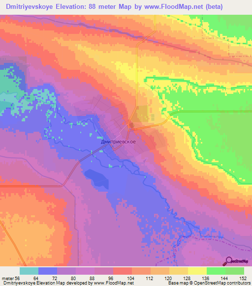 Dmitriyevskoye,Russia Elevation Map