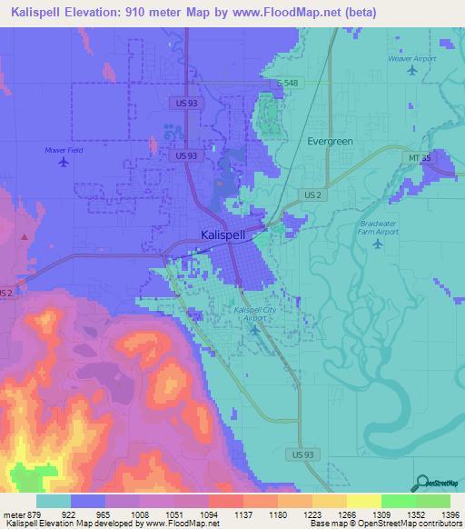 Kalispell,US Elevation Map