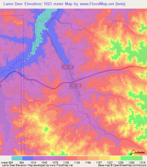 Lame Deer,US Elevation Map