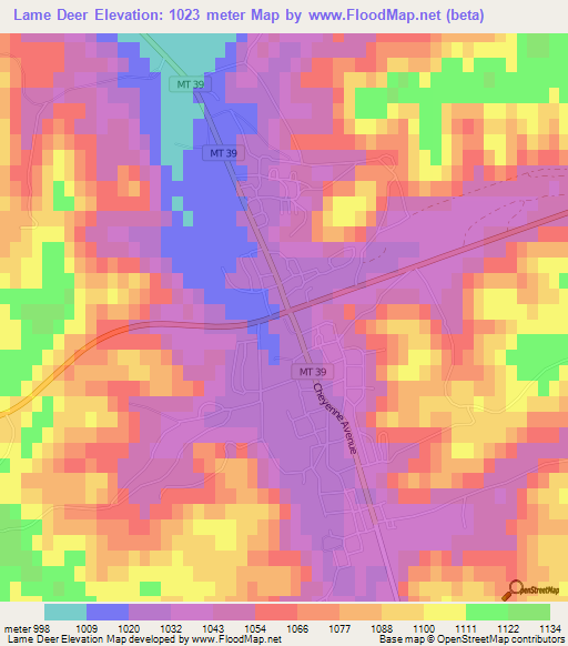 Lame Deer,US Elevation Map