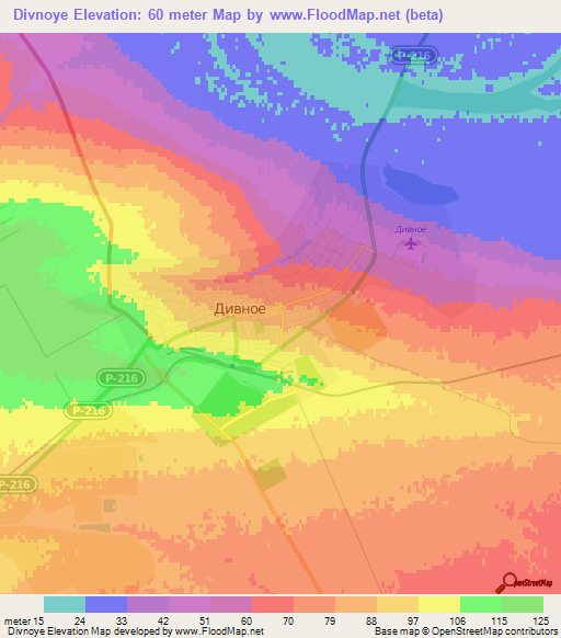 Divnoye,Russia Elevation Map