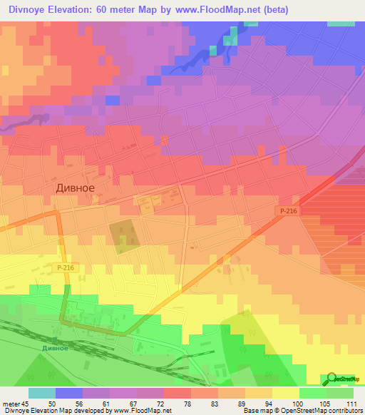 Divnoye,Russia Elevation Map