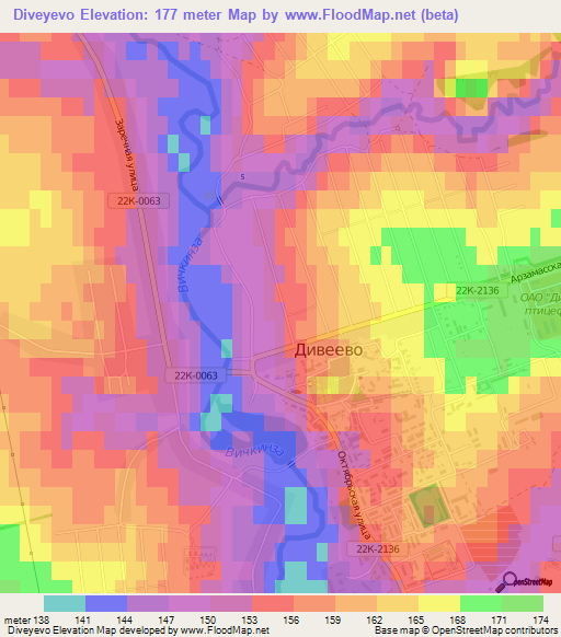 Diveyevo,Russia Elevation Map