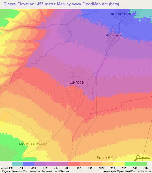 Digora,Russia Elevation Map