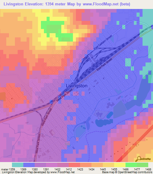 Livingston,US Elevation Map