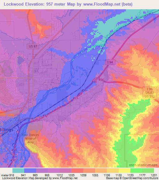 Lockwood,US Elevation Map