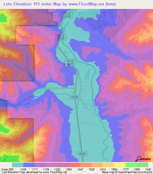 Lolo,US Elevation Map