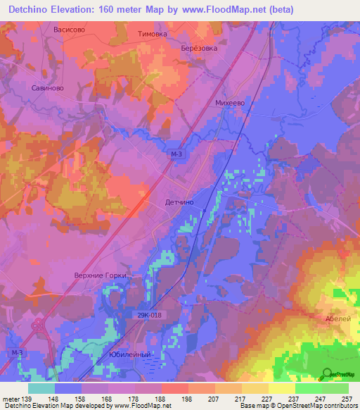 Detchino,Russia Elevation Map