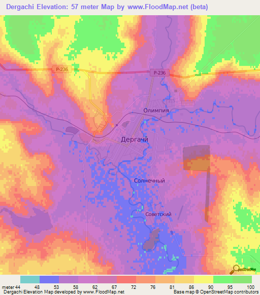 Dergachi,Russia Elevation Map