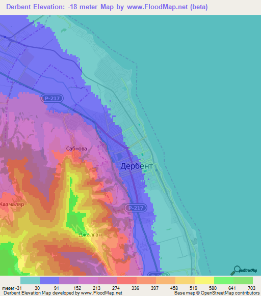 Derbent,Russia Elevation Map