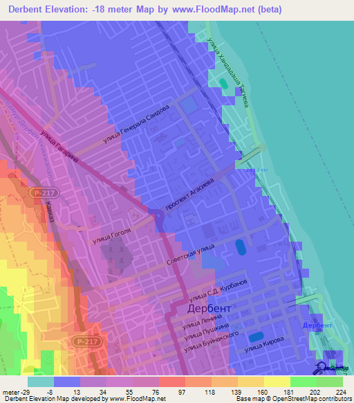 Derbent,Russia Elevation Map