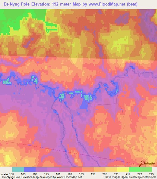 De-Nyug-Pole,Russia Elevation Map