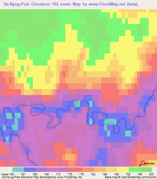 De-Nyug-Pole,Russia Elevation Map