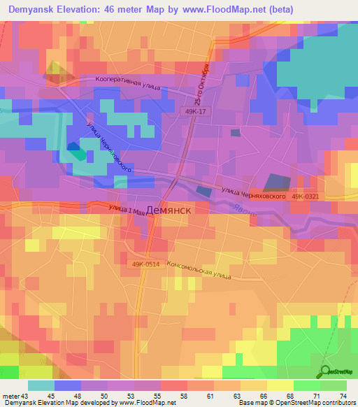 Demyansk,Russia Elevation Map