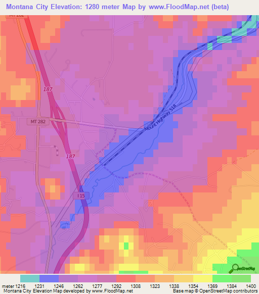 Montana City,US Elevation Map
