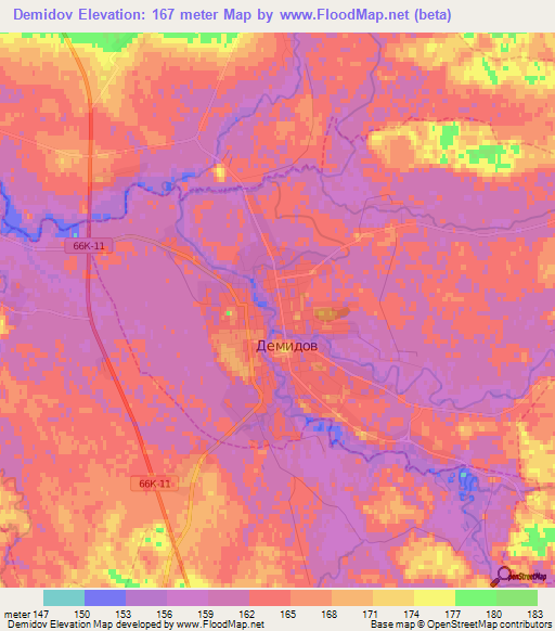 Demidov,Russia Elevation Map