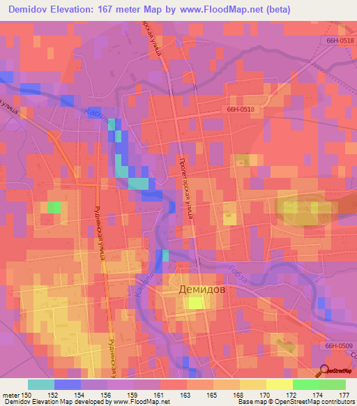 Demidov,Russia Elevation Map