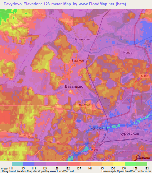 Davydovo,Russia Elevation Map