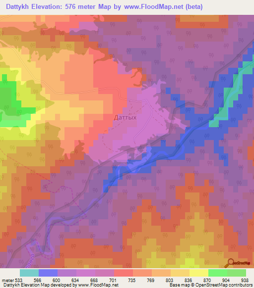 Dattykh,Russia Elevation Map