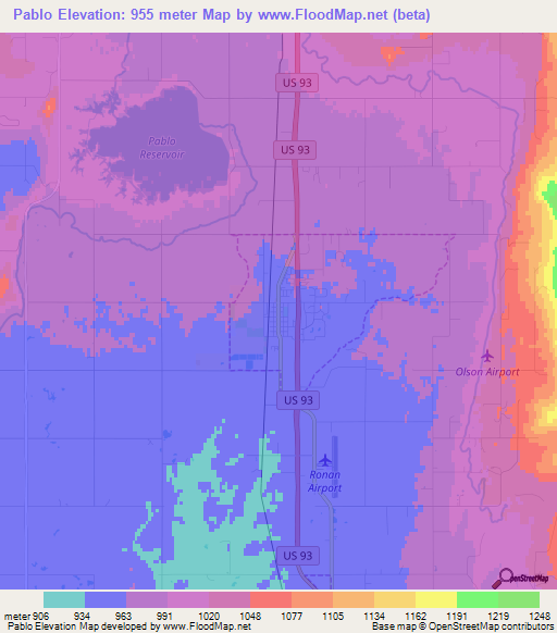 Pablo,US Elevation Map