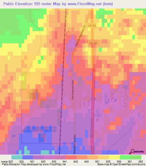 Pablo,US Elevation Map