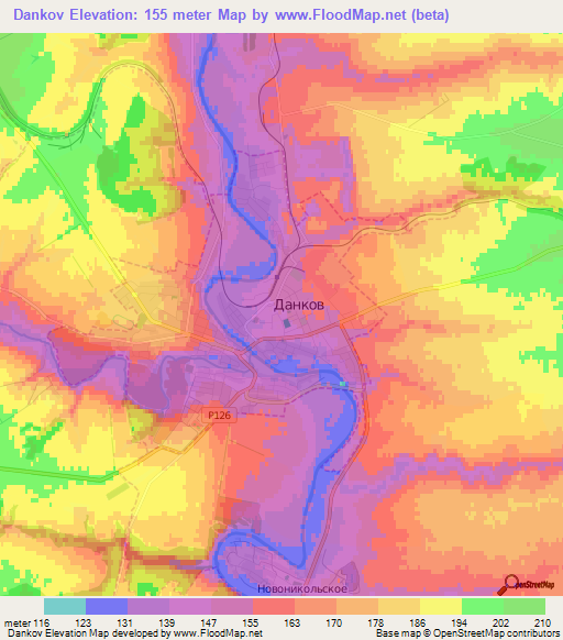 Dankov,Russia Elevation Map