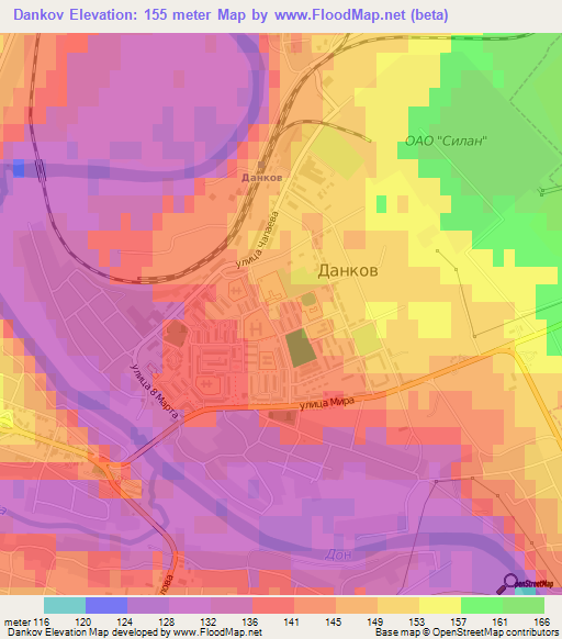 Dankov,Russia Elevation Map