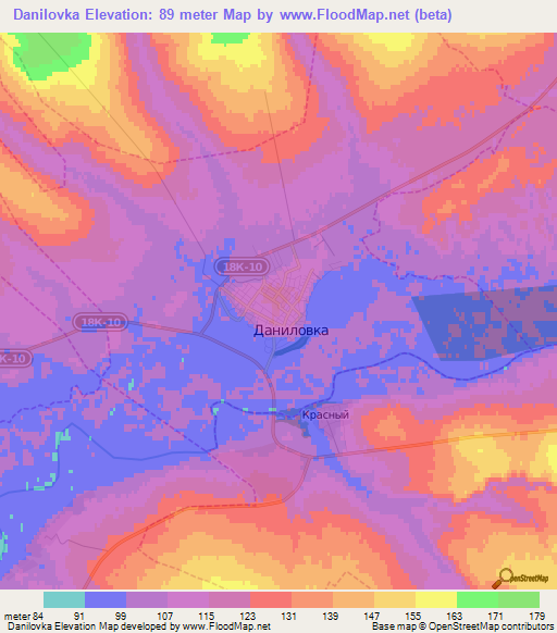 Danilovka,Russia Elevation Map