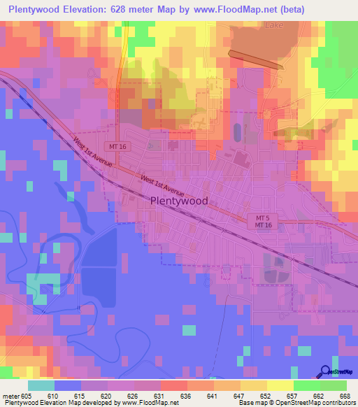 Plentywood,US Elevation Map