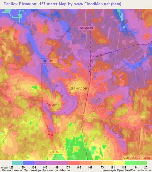 Danilov,Russia Elevation Map