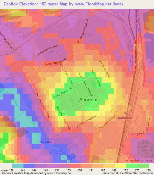 Danilov,Russia Elevation Map