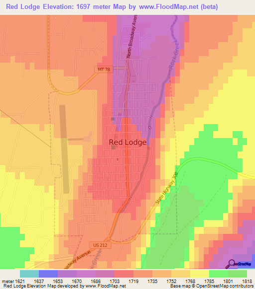 Red Lodge,US Elevation Map